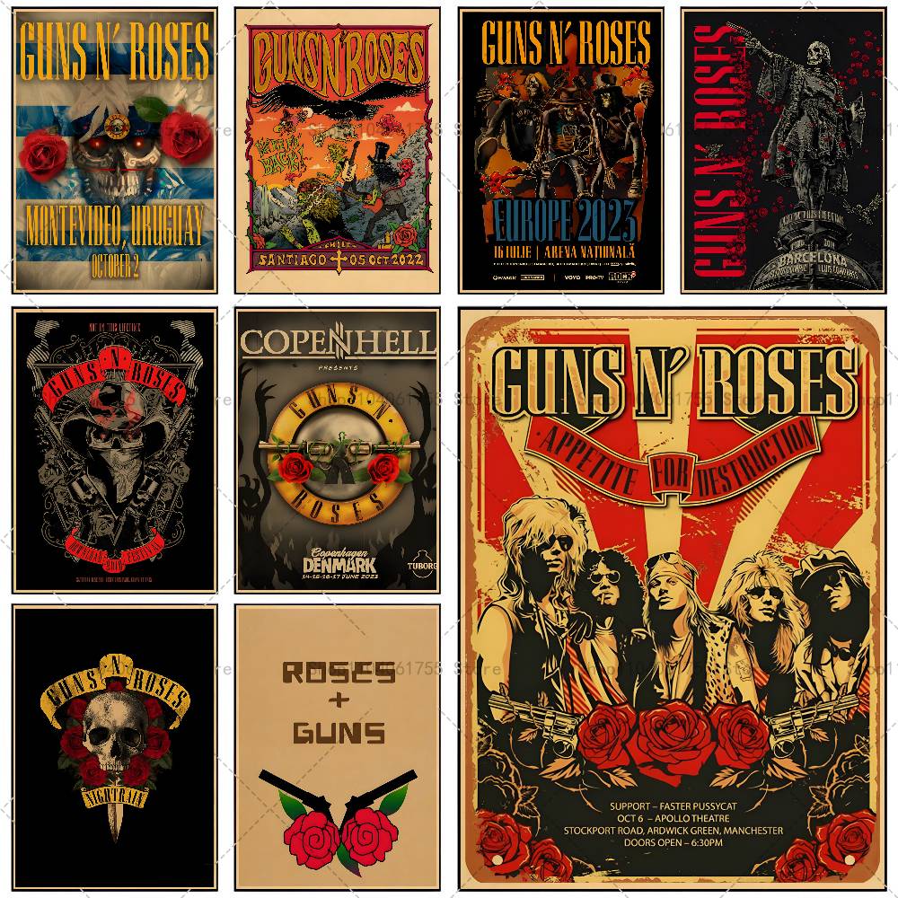 Musical Instrument Poster - Rockband G-Guns n R-Roses Poster, selbstklebender