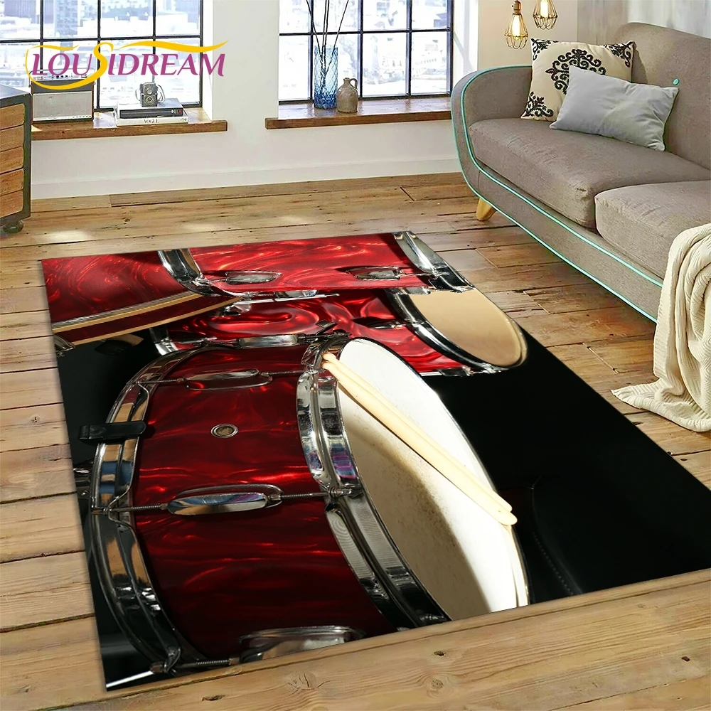 Musical Instruments Online - 3D Schlagzeug-Set Trommelständer-Set Musikinstrumente Teppich für