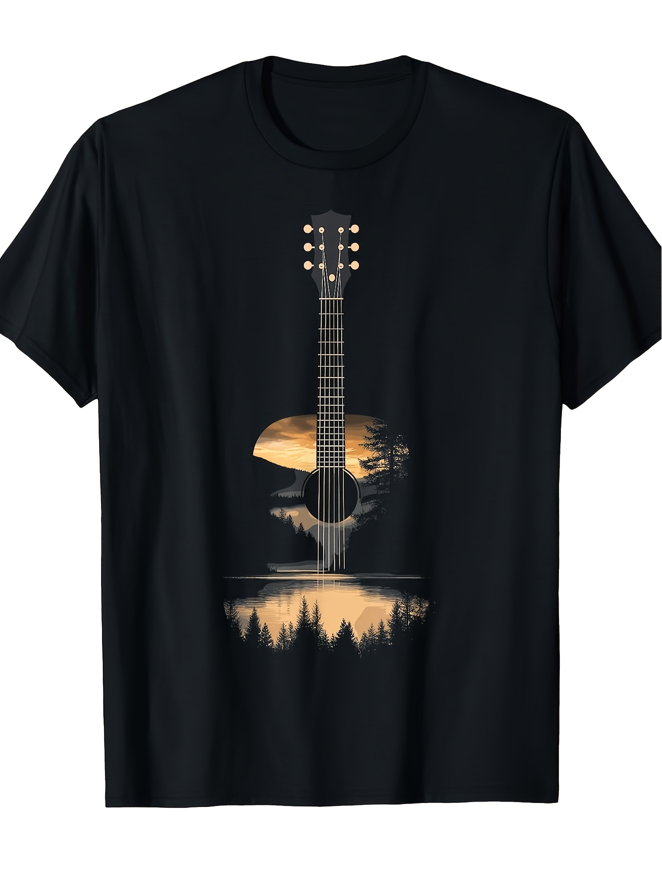 Musical Instrument Poster - Herren Vintage Musik-T-Shirt mit Akustikgitarren-Songtext-Aufdruck, weiche,