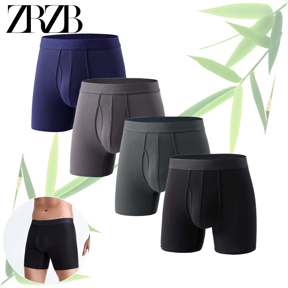 Didgeridoo Bamboo - 4er-Pack Herren-Boxershorts, lange Unterhosen, nahtlos, dehnbar,