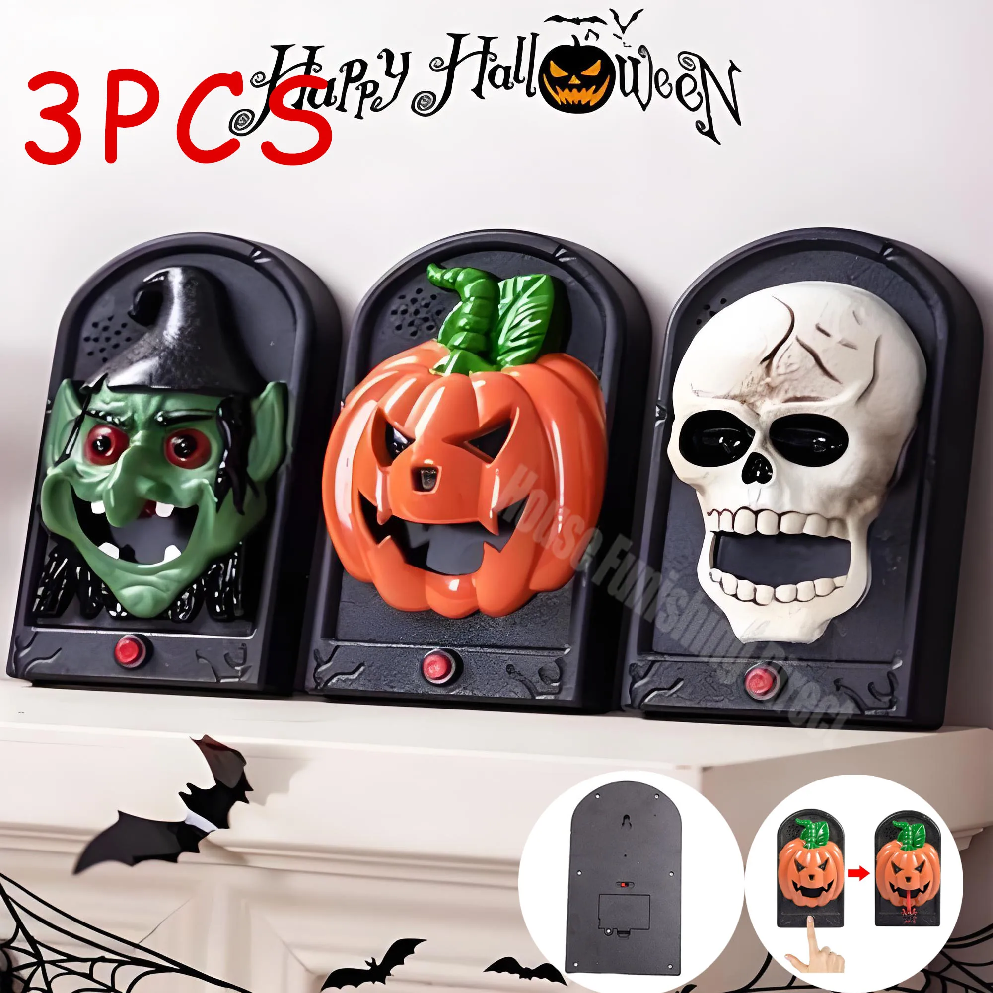 Musical Instrument Gong - Halloween verfolgt Türklingel animierte Augapfel Halloween