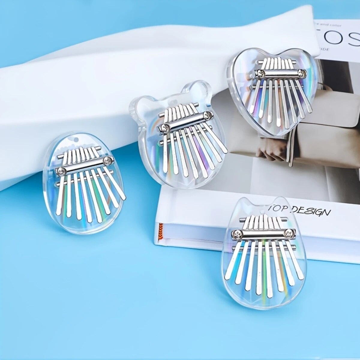 Musical Instrument Balalaika - Miwayer 8-Tasten-Mini-Kalimba, Regenbogenfarben, transparentes Herz, Kristall,
