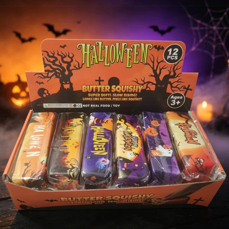 Musical Instrument Gong - 2026 Halloween-Themen PU-Butter-Stick 14cm Entspannungsball Dekompressionsspielzeug