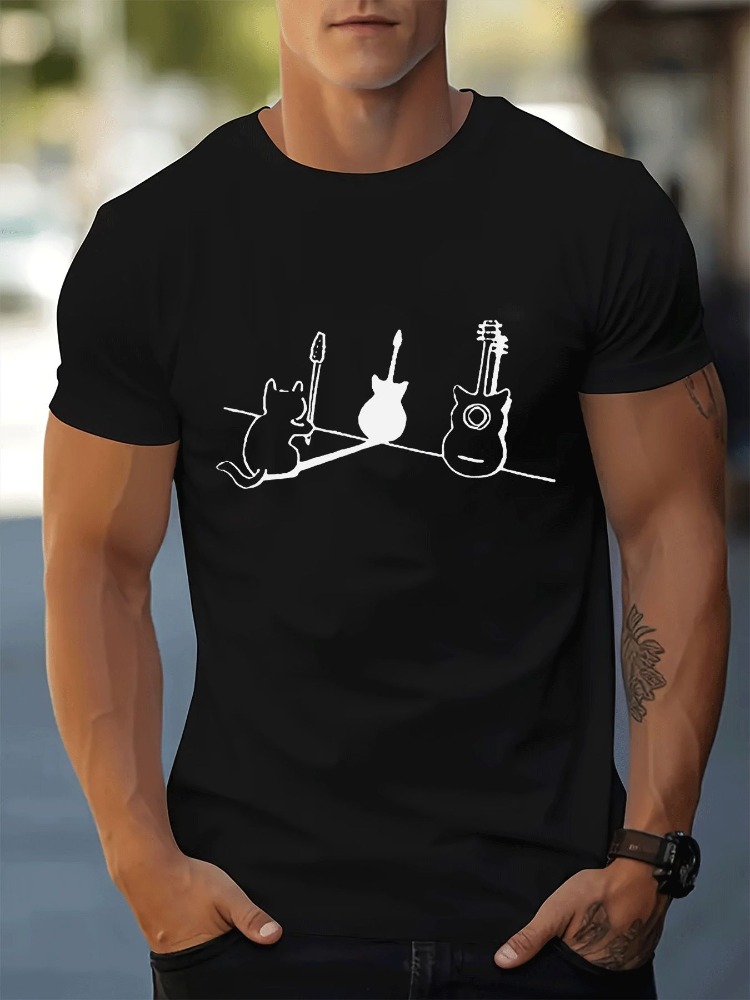 Minimal Line Art Herren-T-Shir – Musical Instrument Poster Bewertung und Preis